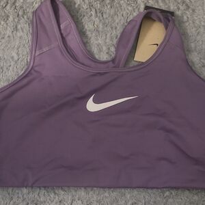 Nike Women's Lilac Sports Bra with White Swoosh